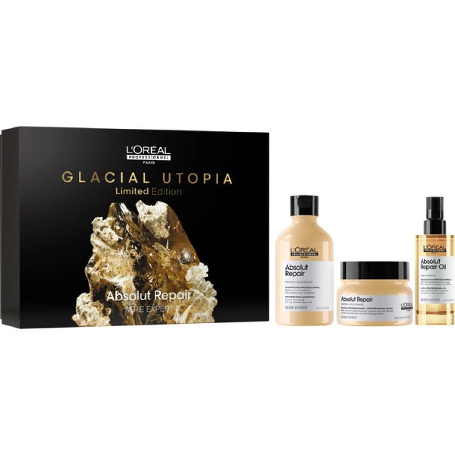 L'Oreal Professionnel Serie Expert Absolut Repair Glacial Utopia Limited Edition Gift Set (Shampoo 300ml + Mask 250ml + Oil 10 in 1)