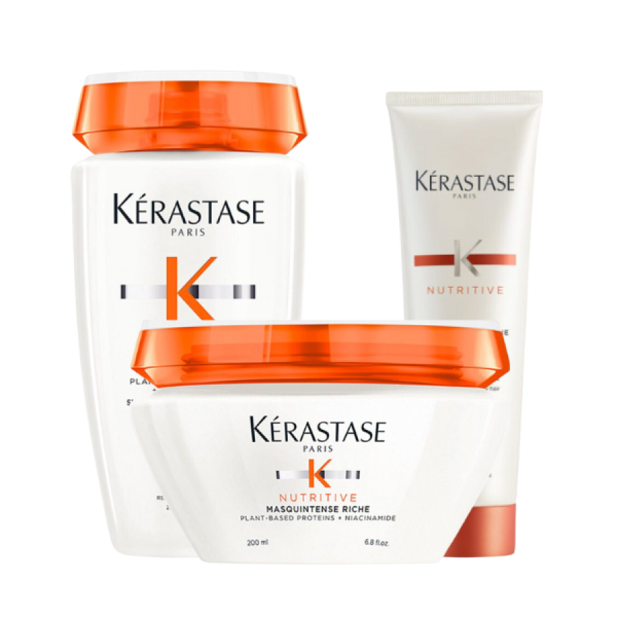 Kerastase Nutritive Set (Bain Satin Riche 250ml + Masquintense Riche 200ml + Thermique 150ml)
