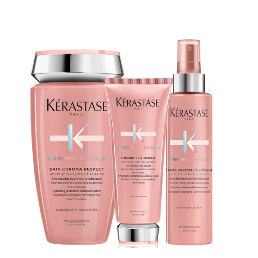 Kerastase Chroma Absolu Set (Chroma Respect Shampoo 250ml + Fondant Cica Chroma 200ml + Thermique 150ml)