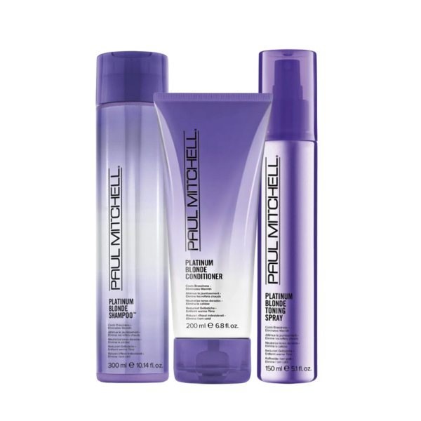 Paul Mitchell Platinum Blonde Set (Shampoo 300ml + Conditioner 300ml + Toning Spray 150ml)