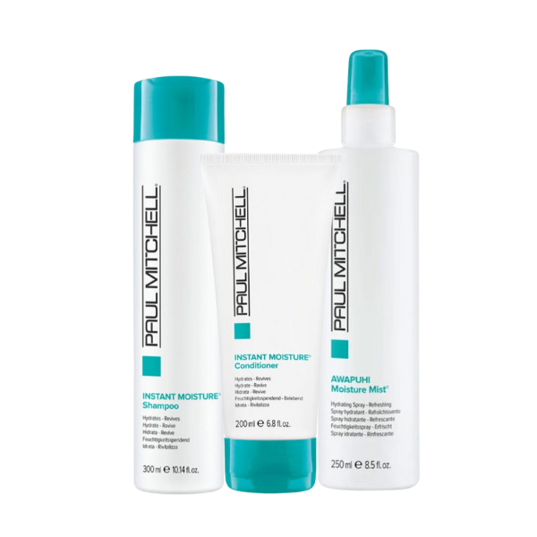 Paul Mitchell Instant Moisture Set (Shampoo 300ml + Conditioner 300ml + Mist 250ml)