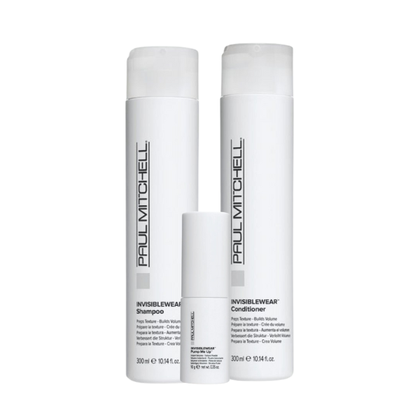 Paul Mitchell Invisiblewear Set (Shampoo 300ml + Conditioner 300ml + Pump Me Up 10g)