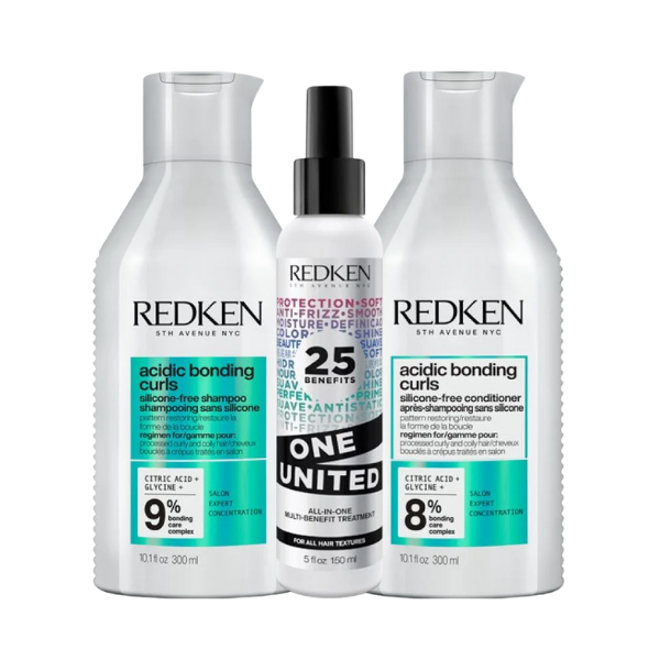 Redken Acidic Bonding Curls Set (Shampoo 300ml + Conditioner 300ml + One United