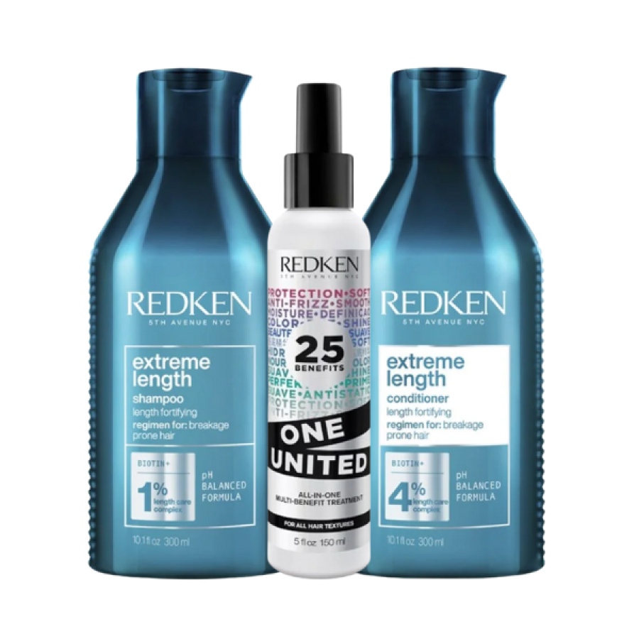 Redken Extreme Length Set (Shampoo 300ml + Conditioner 300ml + One United)