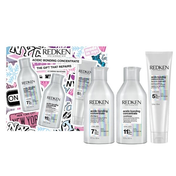 Redken Acidic Bonding Concentrate Limited Edition 2025 Set (Shampoo 300ml - Conditioner 300ml - Leave-In Treatment 150ml)