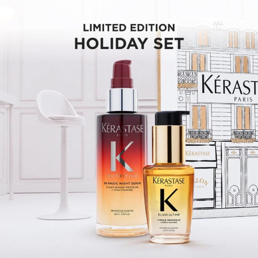 Kérastase Iconics Duo Gift Set 2025 (Nutritive 8h Night Serum 90ml + Elixir Ultime L’Huile 30ml) - Image 2